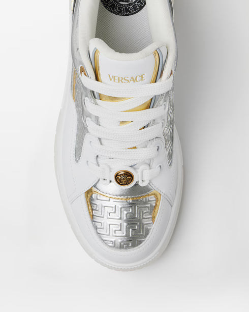 VERSACE Biggie Basket Metallic Leather Men's Sneakers
