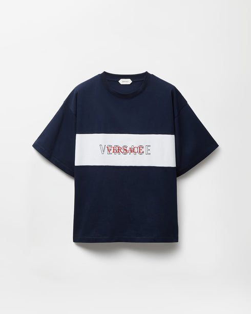 VERSACE Intarsia Cotton-Jersey Regular T-shirt Men's Apparel
