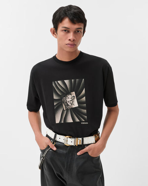 VERSACE Printed Cotton-Jersey Regular T-Shirt Men's Apparel