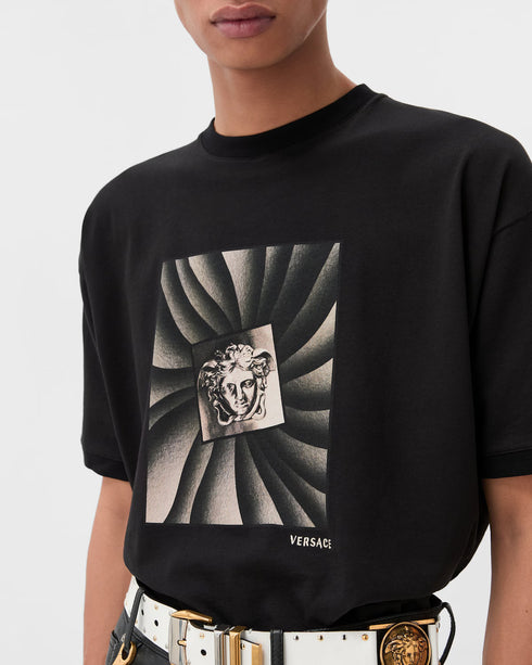 VERSACE Printed Cotton-Jersey Regular T-Shirt Men's Apparel