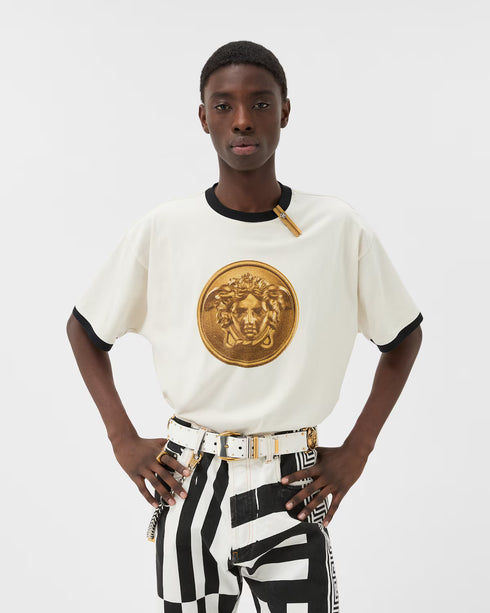 VERSACE Printed Cotton-Jersey Regular T-Shirt Men's Apparel