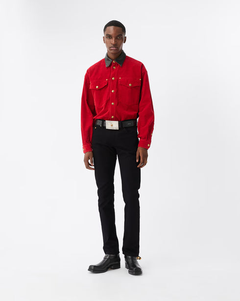 VERSACE Embroidered-Detail Slim Jeans Men's Apparel
