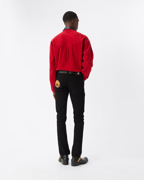 VERSACE Embroidered-Detail Slim Jeans Men's Apparel