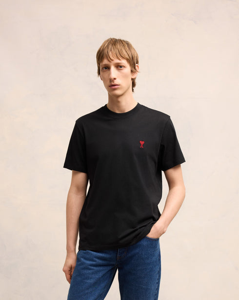AMI PARIS Black Cotton Ami de Coeur T-Shirt Unisex Apparel