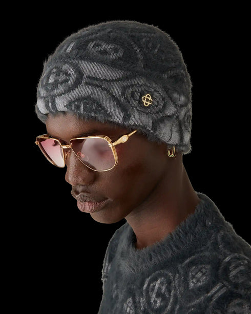 CASABLANCA Fluffy Monogram Mohair Beanie Accesories