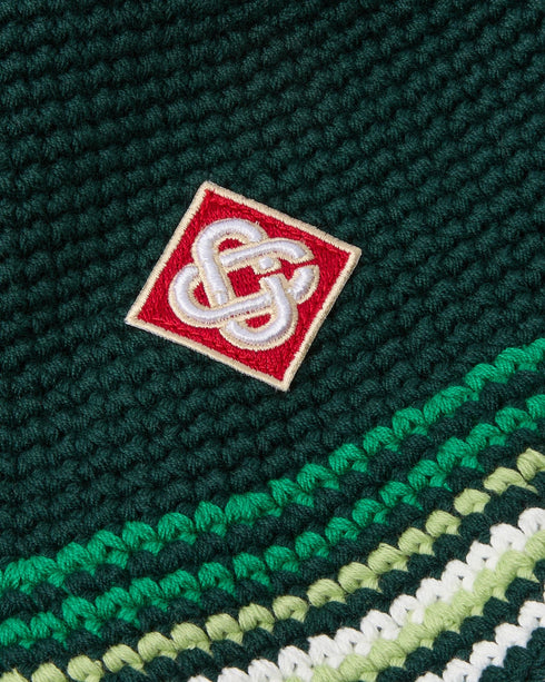 CASABLANCA Green Striped Crochet Hat Accessories