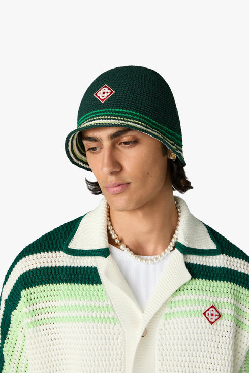 CASABLANCA Green Striped Crochet Hat Accessories