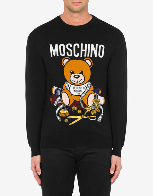MOSCHINO SARTORIAL TEDDY BEAR COTTON PULLOVER Mens Apparel