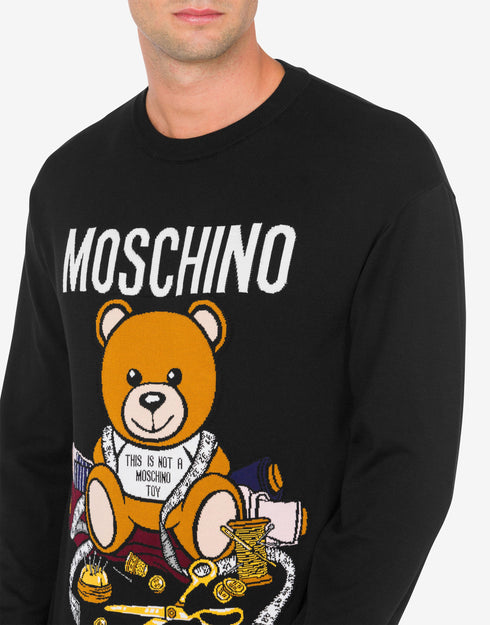MOSCHINO SARTORIAL TEDDY BEAR COTTON PULLOVER Mens Apparel