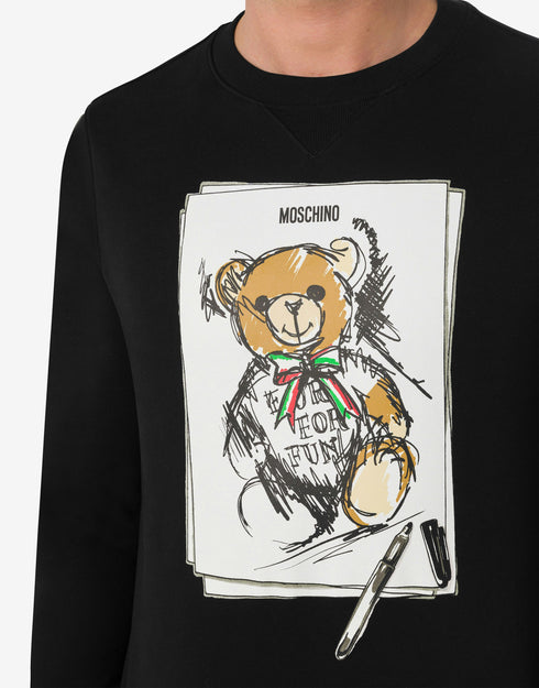 MOSCHINO Organic Cotton Sweatshirt Teddy Bear Mens Apparel