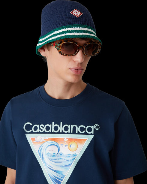 CASABLANCA Green Stripe Crochet Hat Accessories