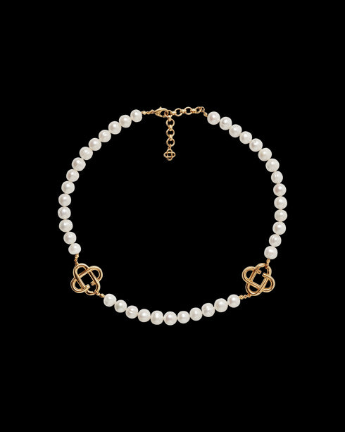 CASABLACA Medium Pearl Logo Necklace Accessories