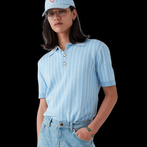 CASABLANCA Laurel Stripe Logo Patch Cap Accessories