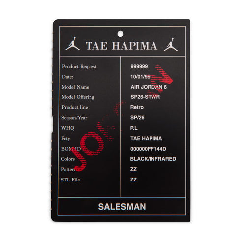 JORDAN 6 Retro "Infrared Salesman" (PS) Little Kids Sneakers