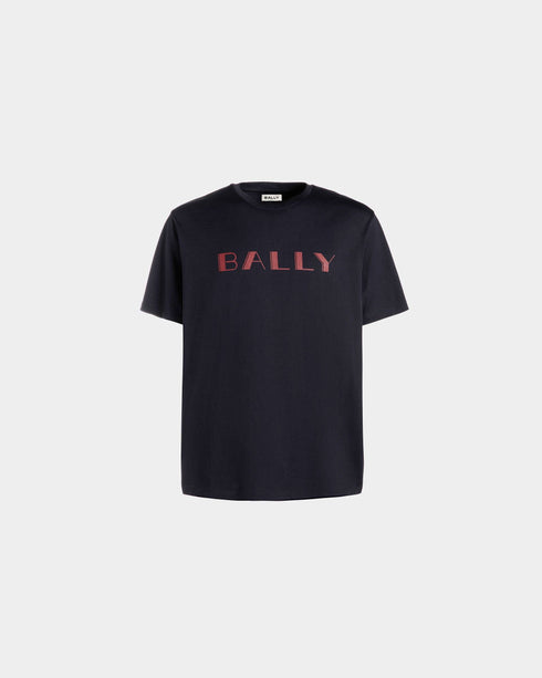 BALLY Summer Capsule T-Shirt In Navy Blue Cotton Mens Apparel