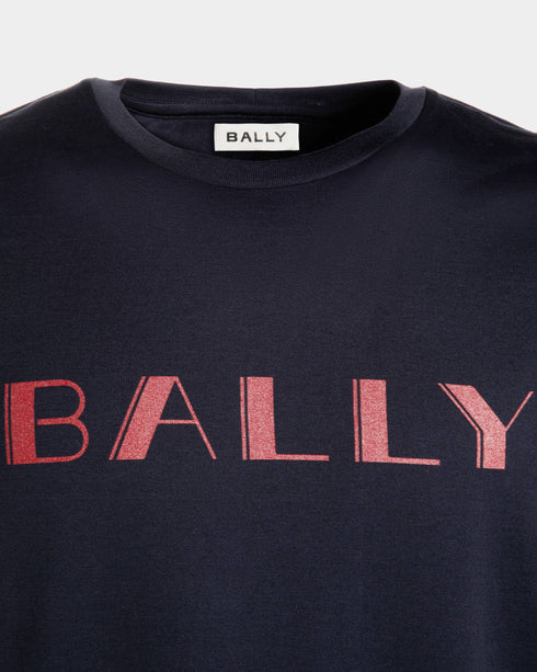 BALLY Summer Capsule T-Shirt In Navy Blue Cotton Mens Apparel