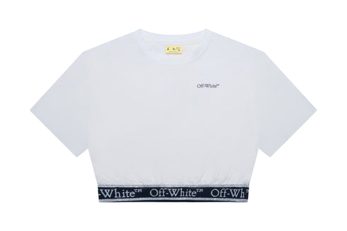 BALMAIN Bookish Logo Band Crop Tee S/S Kids Apparel