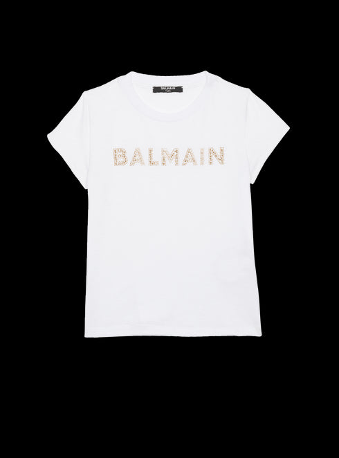 BALMAIN Ss Tee W/ Glitter Logo Kids Apparel