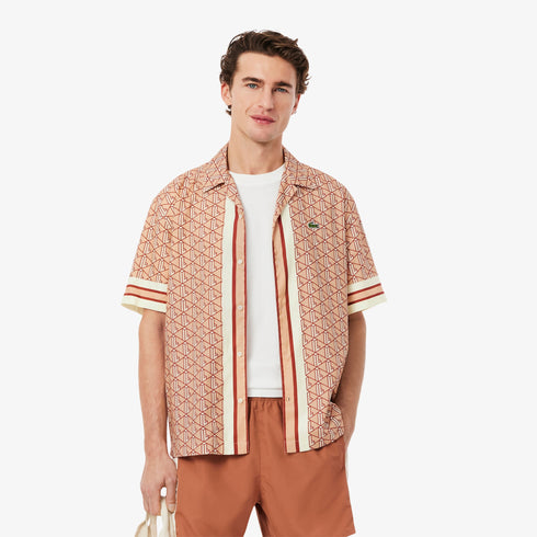 LACOSTE Straight Cut Monogram Shirt Mens Apparel