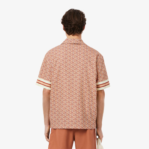 LACOSTE Straight Cut Monogram Shirt Mens Apparel