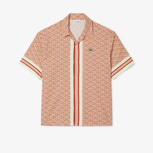 LACOSTE Straight Cut Monogram Shirt Mens Apparel