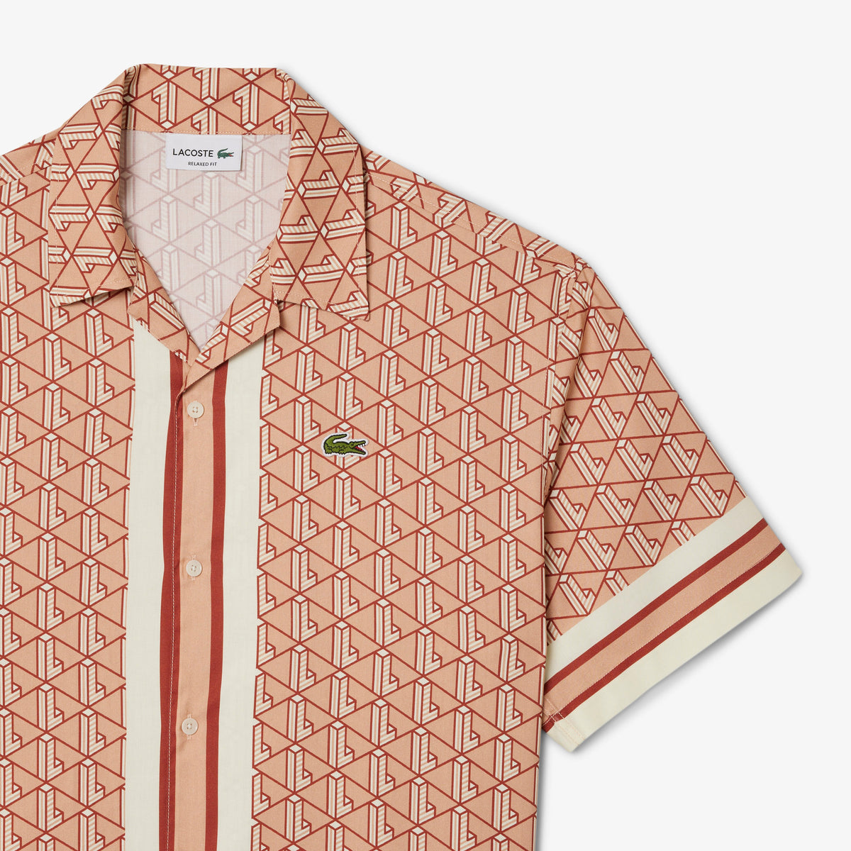 LACOSTE Straight Cut Monogram Shirt Mens Apparel – ASPHALT, image size:1200x1200