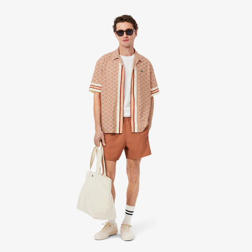 LACOSTE Straight Cut Monogram Shirt Mens Apparel