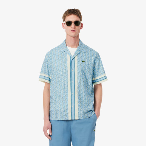 LACOSTE Straight Cut Monogram Shirt Mens Apparel