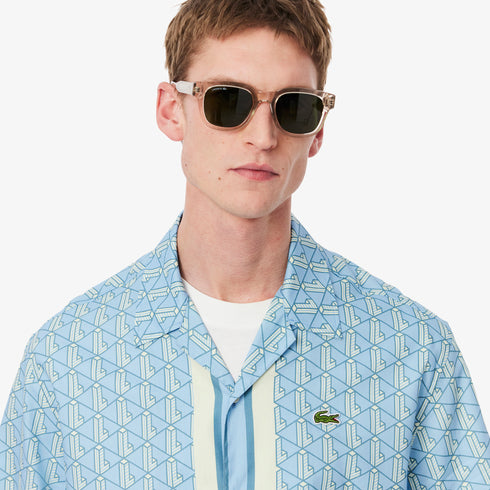 LACOSTE Straight Cut Monogram Shirt Mens Apparel