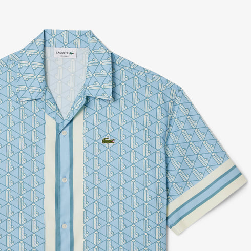 LACOSTE Straight Cut Monogram Shirt Mens Apparel