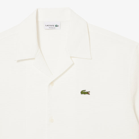 LACOSTE Relaxed Fit Waffle Texture Shirt Mens Apparel
