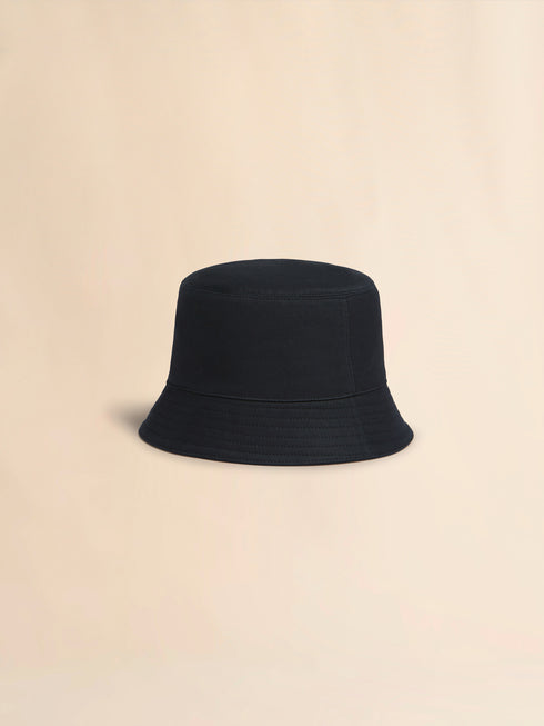 MARNI Black organic gabardine bucket hat with embroidered logo Accessories