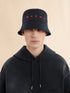 MARNI Black organic gabardine bucket hat with embroidered logo Accessories