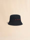 MARNI Black organic gabardine bucket hat with embroidered logo Accessories