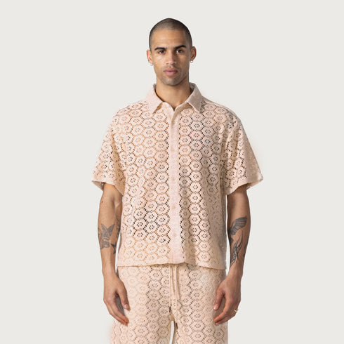 HONOR THE GIFT Crochet Button Up Mens Apparel