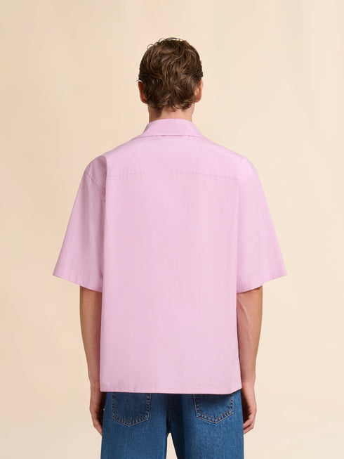 MARNI Pink poplin bowling shirt with peeping Marni logo Men's Apparel