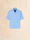 MARNI Blue poplin bowling shirt with peeping Marni logo Men's Apparel