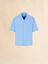 MARNI Blue poplin bowling shirt with peeping Marni logo Men's Apparel
