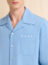 MARNI Blue poplin bowling shirt with peeping Marni logo Men's Apparel