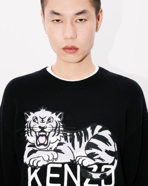 KENZO 'KENZO Happy Tiger' embroidered jumper in wool and cotton Mens Apparel
