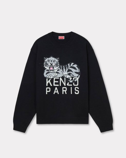 KENZO 'KENZO Happy Tiger' embroidered jumper in wool and cotton Mens Apparel