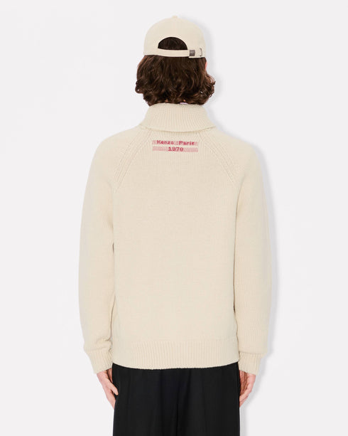 KENZO 'KENZO City' embroidered zipped knitted cardigan in wool cotton Mens Apparel