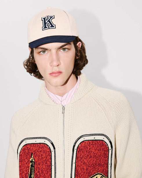 KENZO 'KENZO City' embroidered zipped knitted cardigan in wool cotton Mens Apparel