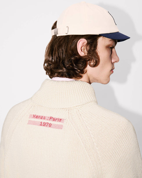 KENZO 'KENZO City' embroidered zipped knitted cardigan in wool cotton Mens Apparel