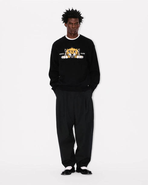 KENZO 'KENZO Happy Tiger' embroidered jumper in cotton and Merino wool Mens Apparel