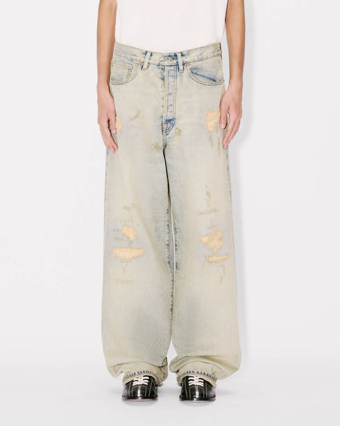KENZO Turn up wide fit jeans in Japanese denim Men's Apparel