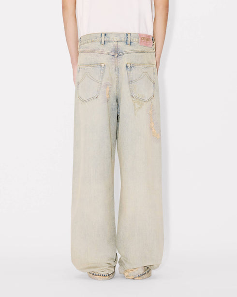 KENZO Turn up wide fit jeans in Japanese denim Men's Apparel