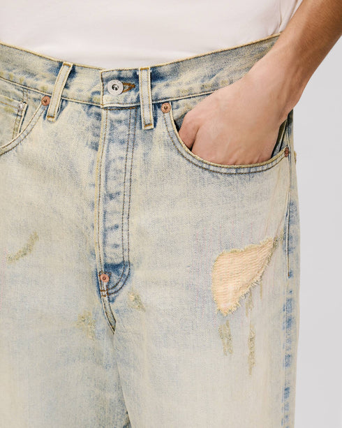 KENZO Turn up wide fit jeans in Japanese denim Men's Apparel