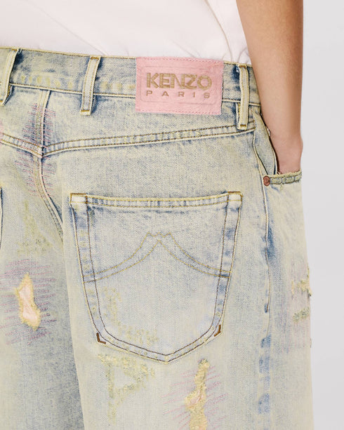KENZO Turn up wide fit jeans in Japanese denim Men's Apparel