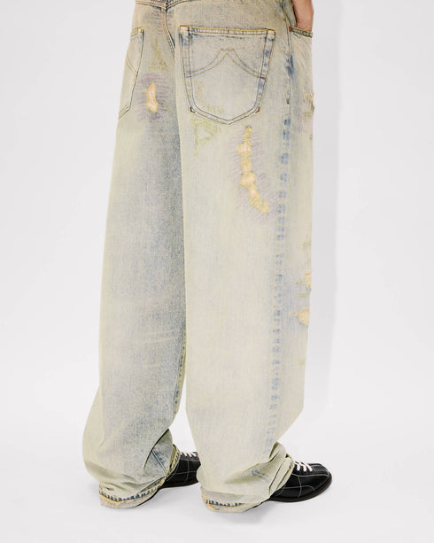 KENZO Turn up wide fit jeans in Japanese denim Men's Apparel